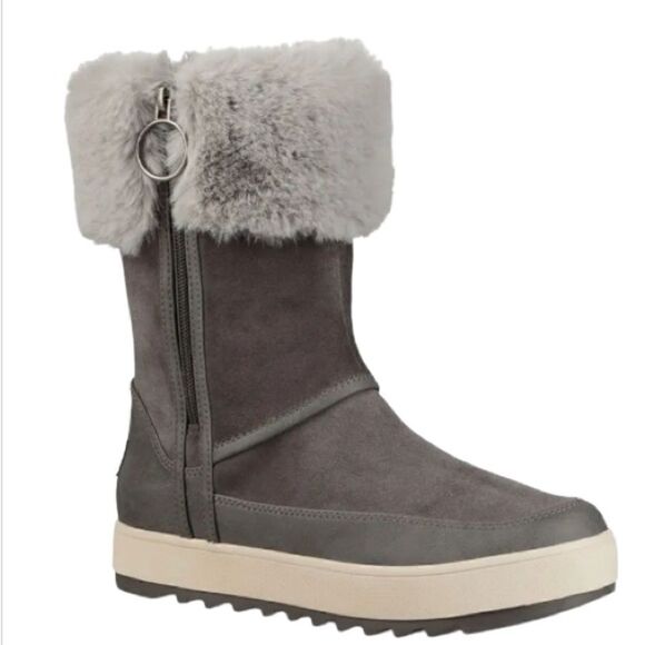 Koolaburra by UGG Tynlee Gray Waterproof Faux Fur Trim Boot Size 6 - Picture 1 of 8